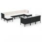 Preview: 10-tlg. Garten-Lounge-Set mit Auflagen Poly Rattan Schwarz