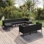 Preview: ARDEBO.de - 10-tlg. Garten-Lounge-Set mit Auflagen Poly Rattan Schwarz