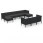 Preview: 10-tlg. Garten-Lounge-Set mit Auflagen Poly Rattan Schwarz