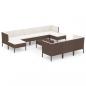 Preview: 11-tlg. Garten-Lounge-Set mit Auflagen Poly Rattan Braun