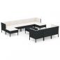 Preview: 11-tlg. Garten-Lounge-Set mit Auflagen Poly Rattan Schwarz