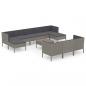 Preview: 11-tlg. Garten-Lounge-Set mit Auflagen Poly Rattan Grau