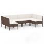 Preview: 6-tlg. Garten-Lounge-Set mit Auflagen Poly Rattan Braun