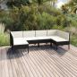 Preview: ARDEBO.de - 6-tlg. Garten-Lounge-Set mit Auflagen Poly Rattan Schwarz