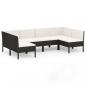 Preview: 6-tlg. Garten-Lounge-Set mit Auflagen Poly Rattan Schwarz