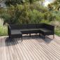 Preview: ARDEBO.de - 6-tlg. Garten-Lounge-Set mit Auflagen Poly Rattan Schwarz