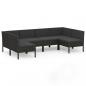 Preview: 6-tlg. Garten-Lounge-Set mit Auflagen Poly Rattan Schwarz