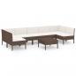 Preview: 8-tlg. Garten-Lounge-Set mit Auflagen Poly Rattan Braun