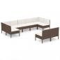 Preview: 9-tlg. Garten-Lounge-Set mit Auflagen Poly Rattan Braun