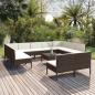 Preview: ARDEBO.de - 12-tlg. Garten-Lounge-Set mit Auflagen Poly Rattan Braun