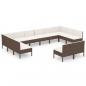 Preview: 12-tlg. Garten-Lounge-Set mit Auflagen Poly Rattan Braun