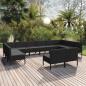 Preview: ARDEBO.de - 12-tlg. Garten-Lounge-Set mit Auflagen Poly Rattan Schwarz