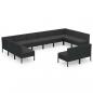 Preview: 12-tlg. Garten-Lounge-Set mit Auflagen Poly Rattan Schwarz