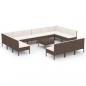 Preview: 14-tlg. Garten-Lounge-Set mit Auflagen Poly Rattan Braun