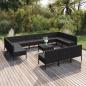 Preview: ARDEBO.de - 14-tlg. Garten-Lounge-Set mit Auflagen Poly Rattan Schwarz