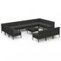 Preview: 14-tlg. Garten-Lounge-Set mit Auflagen Poly Rattan Schwarz