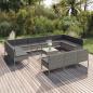 Preview: ARDEBO.de - 14-tlg. Garten-Lounge-Set mit Auflagen Poly Rattan Grau