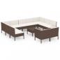 Preview: 12-tlg. Garten-Lounge-Set mit Auflagen Poly Rattan Braun