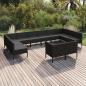 Preview: ARDEBO.de - 12-tlg. Garten-Lounge-Set mit Auflagen Poly Rattan Schwarz