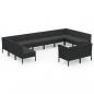 Preview: 12-tlg. Garten-Lounge-Set mit Auflagen Poly Rattan Schwarz