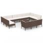 Preview: 14-tlg. Garten-Lounge-Set mit Auflagen Poly Rattan Braun