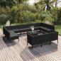 Preview: ARDEBO.de - 14-tlg. Garten-Lounge-Set mit Auflagen Poly Rattan Schwarz