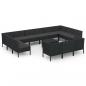 Preview: 14-tlg. Garten-Lounge-Set mit Auflagen Poly Rattan Schwarz