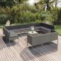 Preview: ARDEBO.de - 14-tlg. Garten-Lounge-Set mit Auflagen Poly Rattan Grau