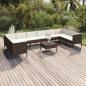 Preview: ARDEBO.de - 11-tlg. Garten-Lounge-Set mit Auflagen Poly Rattan Braun