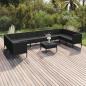 Preview: ARDEBO.de - 11-tlg. Garten-Lounge-Set mit Auflagen Poly Rattan Schwarz