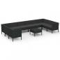 Preview: 11-tlg. Garten-Lounge-Set mit Auflagen Poly Rattan Schwarz