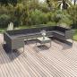 Preview: ARDEBO.de - 11-tlg. Garten-Lounge-Set mit Auflagen Poly Rattan Grau