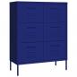 Preview: Schubladenschrank Marineblau 80x35x101,5 cm Stahl    