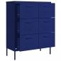 Preview: Schubladenschrank Marineblau 80x35x101,5 cm Stahl    