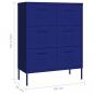 Preview: Schubladenschrank Marineblau 80x35x101,5 cm Stahl    