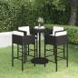 Preview: ARDEBO.de - 5-tlg. Gartenbar-Set mit Kissen Poly Rattan Schwarz