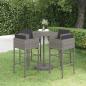 Preview: ARDEBO.de - 5-tlg. Gartenbar-Set mit Kissen Poly Rattan Grau