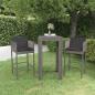 Preview: ARDEBO.de - 3-tlg. Gartenbar-Set mit Kissen Poly Rattan Grau