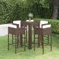 Preview: ARDEBO.de - 5-tlg. Gartenbar-Set mit Kissen Poly Rattan Braun