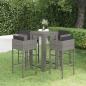 Preview: ARDEBO.de - 5-tlg. Gartenbar-Set mit Kissen Poly Rattan Grau