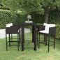 Preview: ARDEBO.de - 5-tlg. Gartenbar-Set mit Kissen Poly Rattan Schwarz