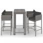 Preview: 5-tlg. Gartenbar-Set mit Kissen Poly Rattan Grau