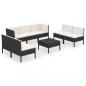 Preview: 8-tlg. Garten-Lounge-Set mit Auflagen Poly Rattan Schwarz