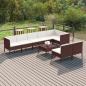 Preview: ARDEBO.de - 9-tlg. Garten-Lounge-Set mit Auflagen Poly Rattan Braun