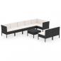 Preview: 9-tlg. Garten-Lounge-Set mit Auflagen Poly Rattan Schwarz