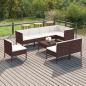 Preview: ARDEBO.de - 9-tlg. Garten-Lounge-Set mit Auflagen Poly Rattan Braun