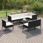 Preview: ARDEBO.de - 9-tlg. Garten-Lounge-Set mit Auflagen Poly Rattan Schwarz