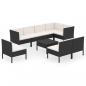 Preview: 9-tlg. Garten-Lounge-Set mit Auflagen Poly Rattan Schwarz