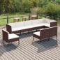 Preview: ARDEBO.de - 9-tlg. Garten-Lounge-Set mit Auflagen Poly Rattan Braun