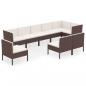 Preview: 9-tlg. Garten-Lounge-Set mit Auflagen Poly Rattan Braun